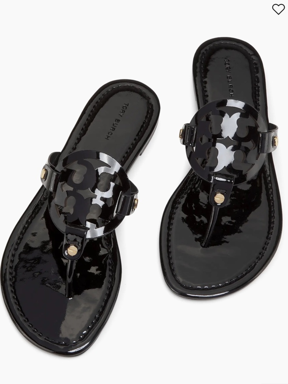 Tory Burch Miller Black Patent Leather Sandals Size 9.5